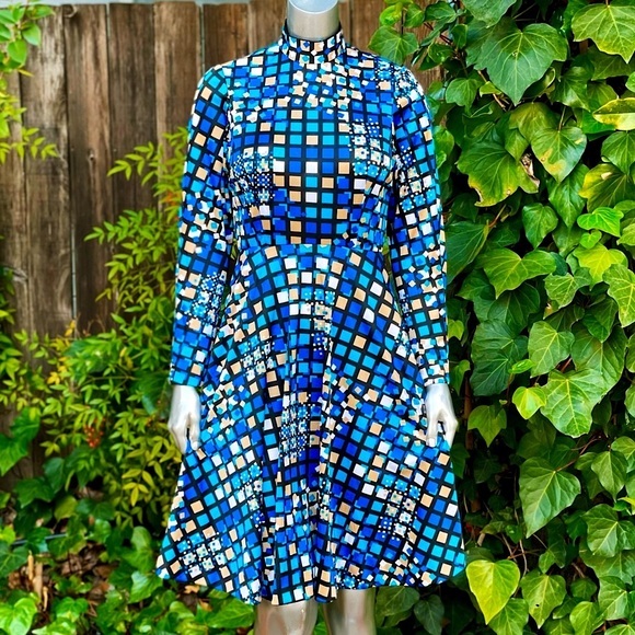 Vintage Dresses & Skirts - 1970s Anne Fogarty Collector's Items Geometric Print Midi